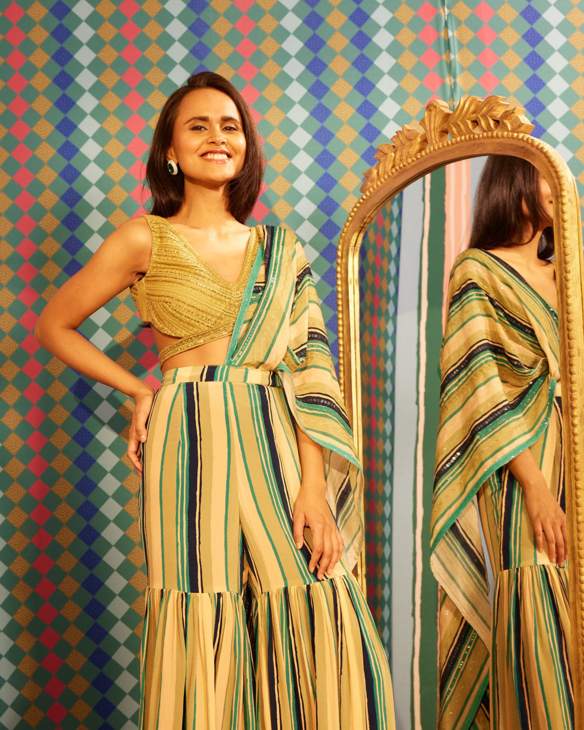 LOIS STRIPED SHARARA SET