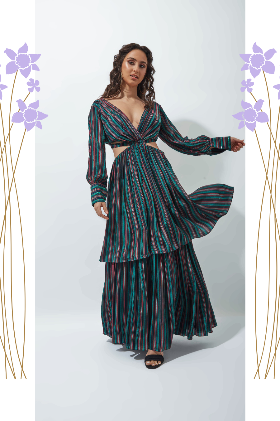 ATHENA DARK GREEN TIERED DRESS