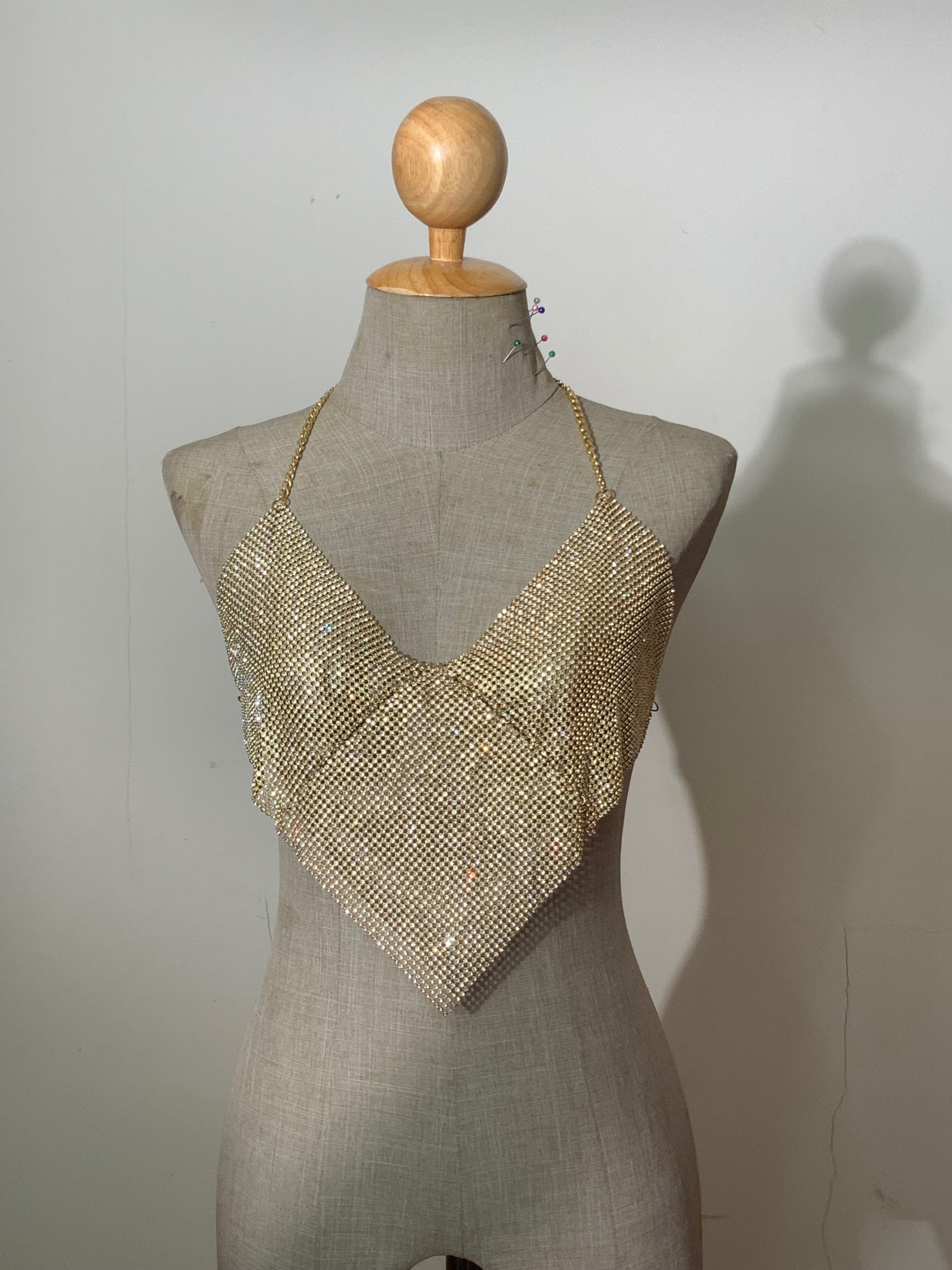 ZEYRAH GOLD HALTER NECK TOP