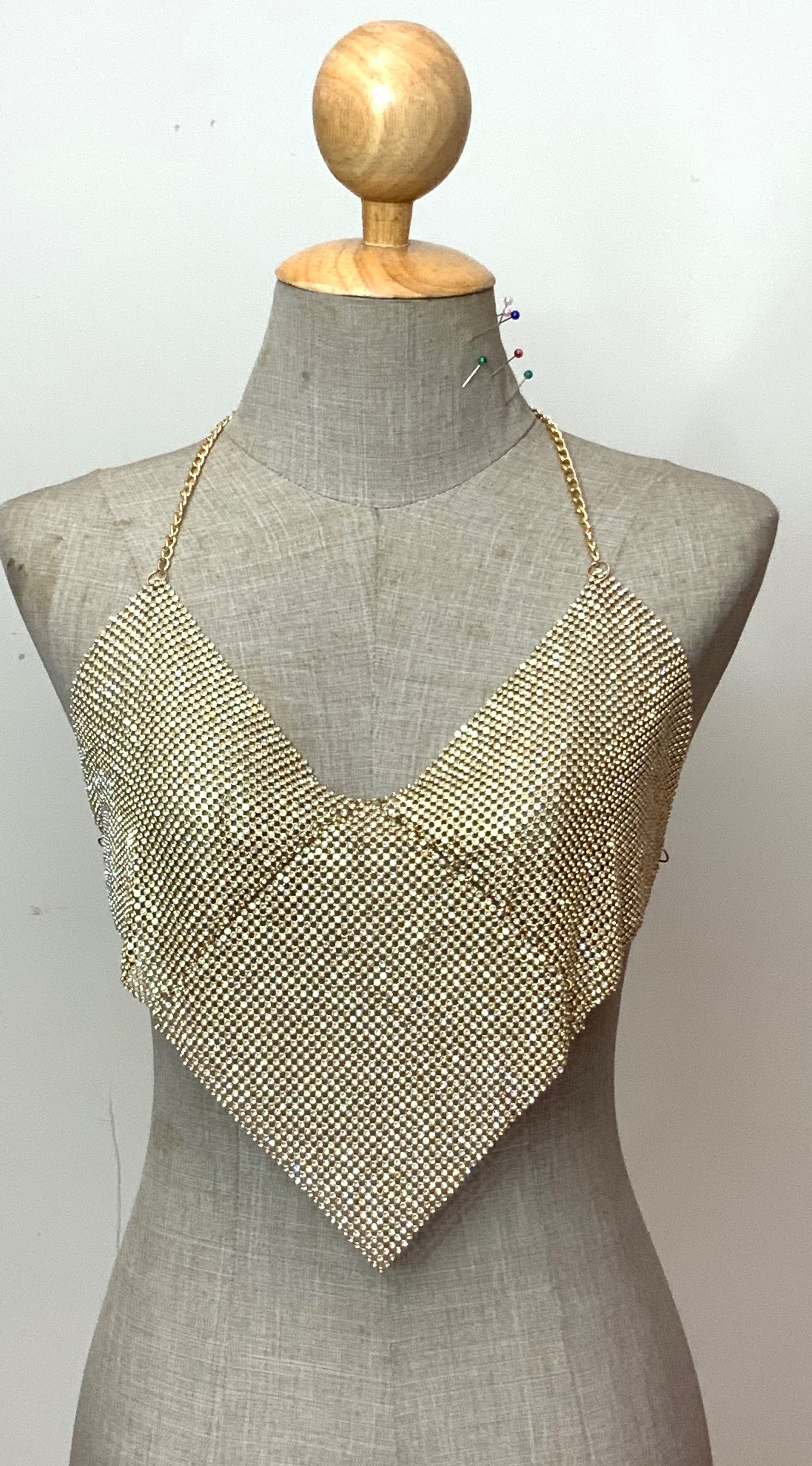 ZEYRAH GOLD HALTER NECK TOP