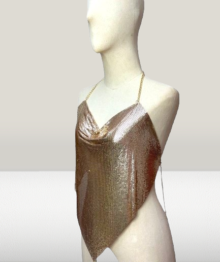 RIHANA ROSEGOLD HALTERNECK TOP