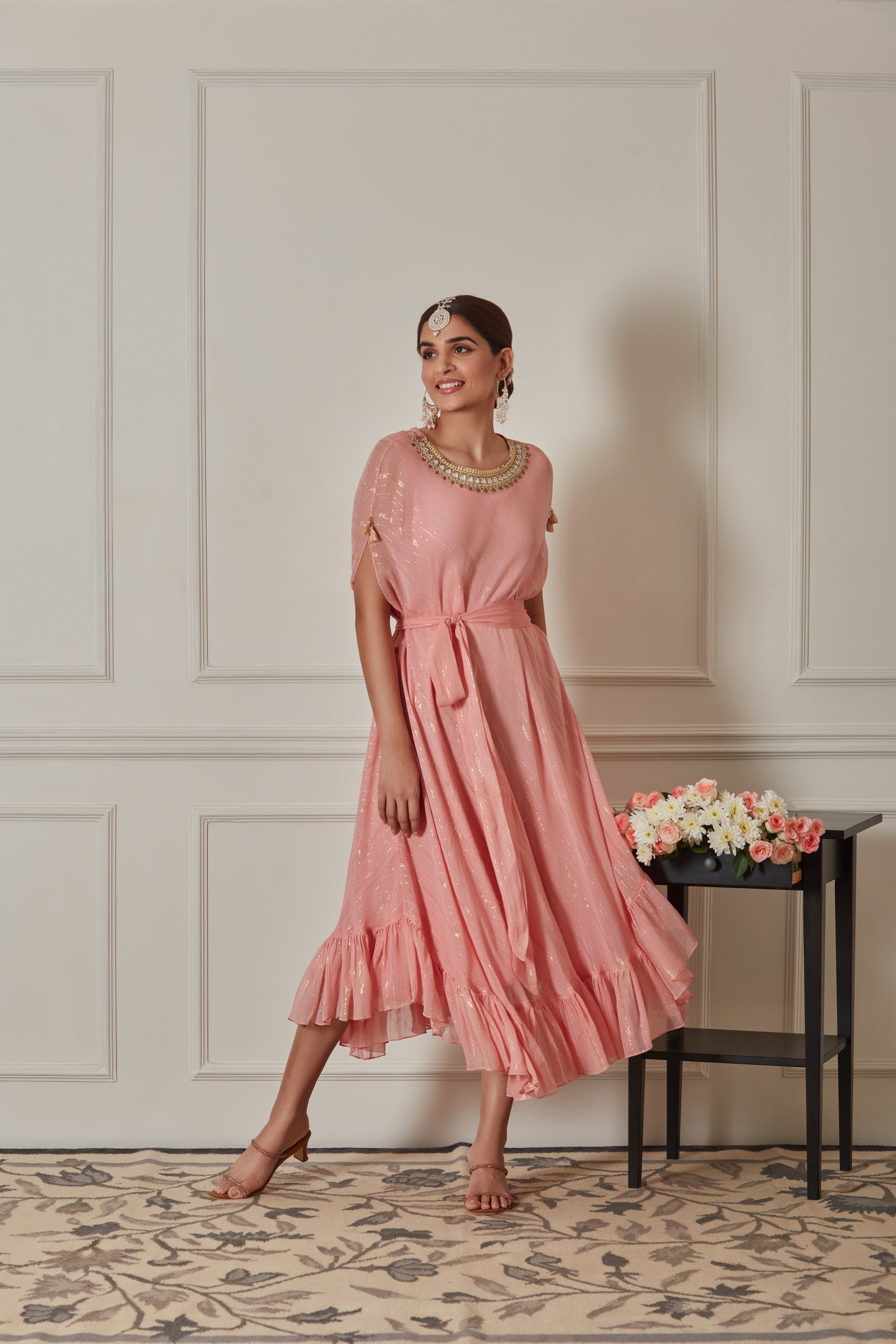 PEACH NAOMI PONCHO DRESS