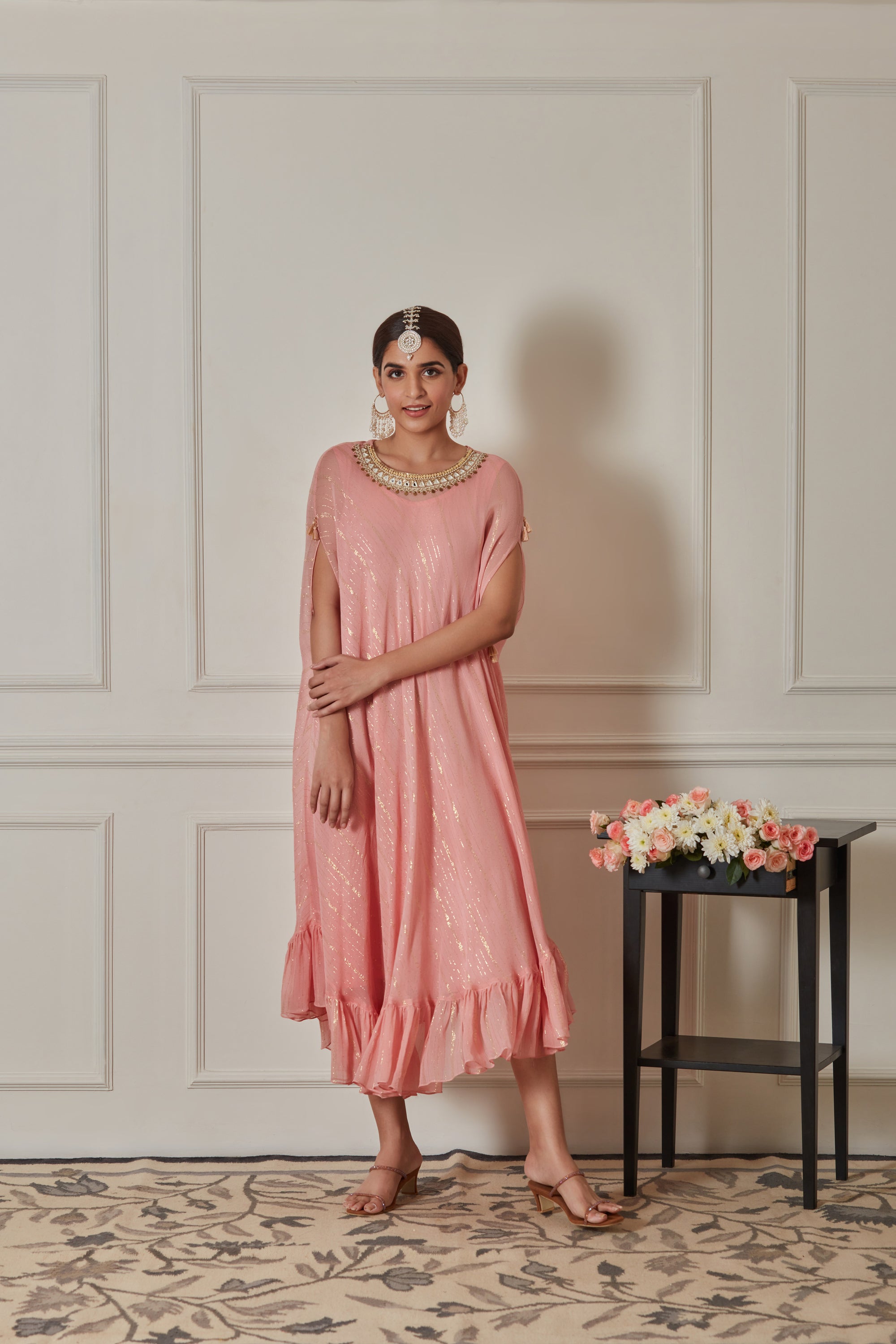 PEACH NAOMI PONCHO DRESS