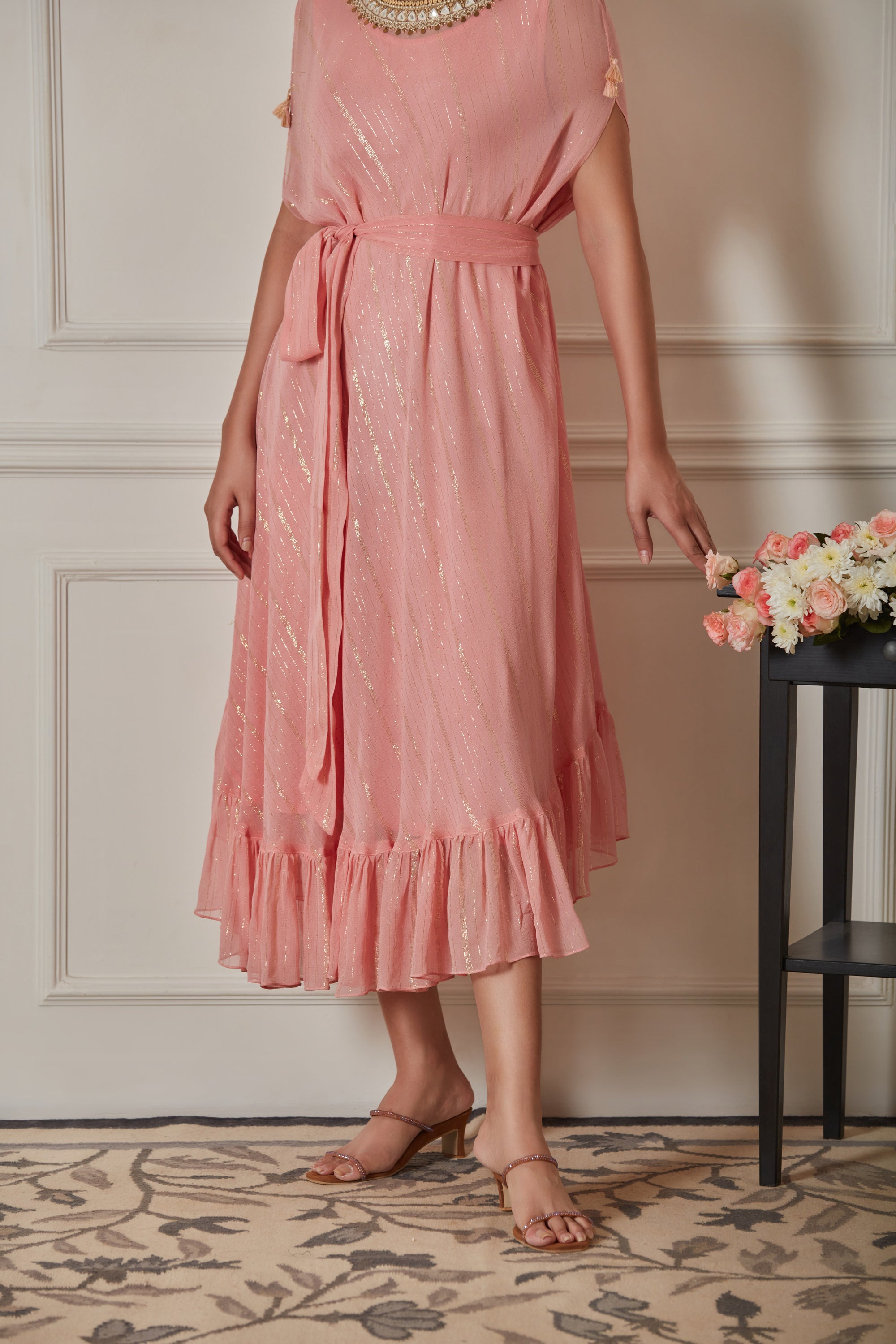 PEACH NAOMI PONCHO DRESS