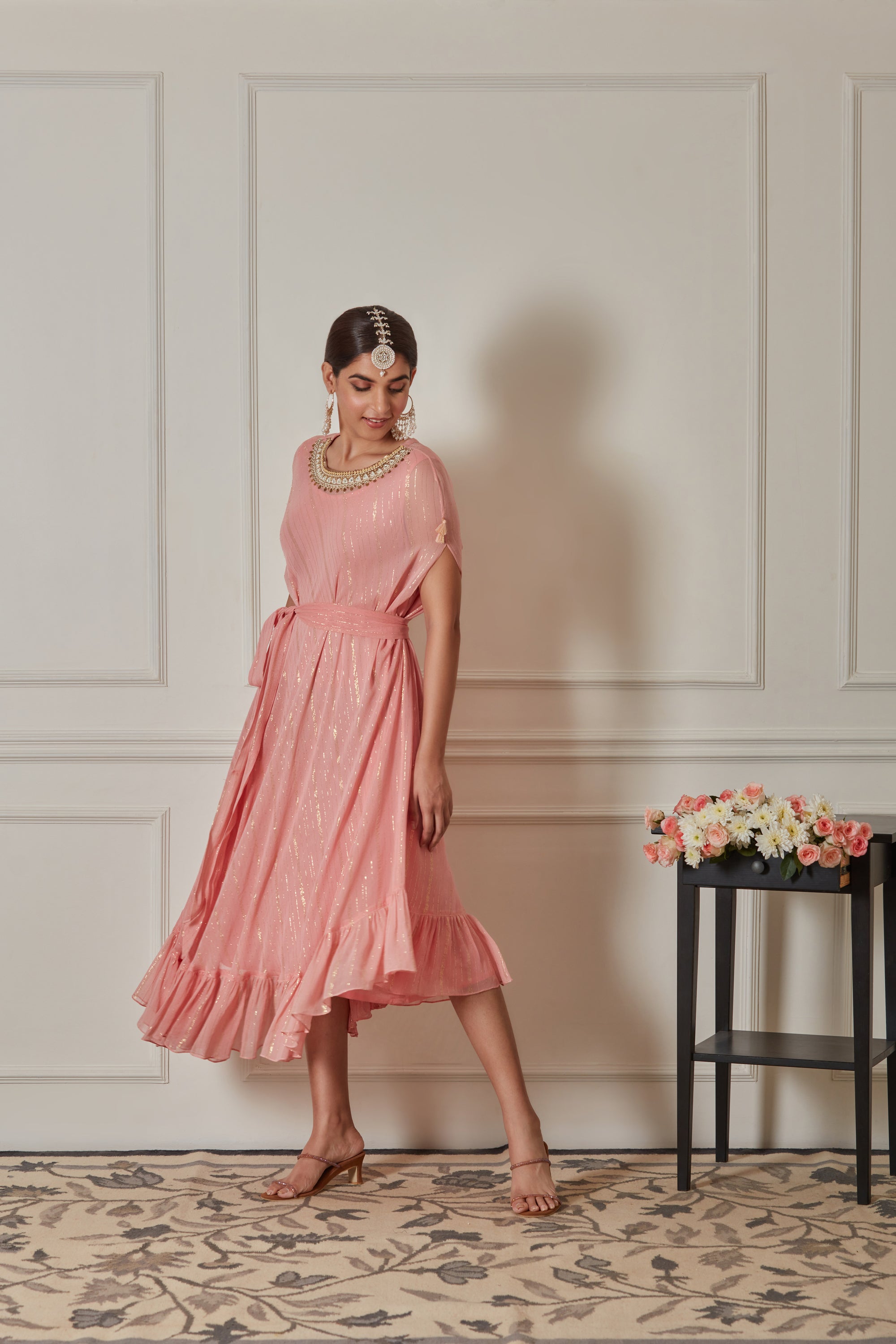 PEACH NAOMI PONCHO DRESS