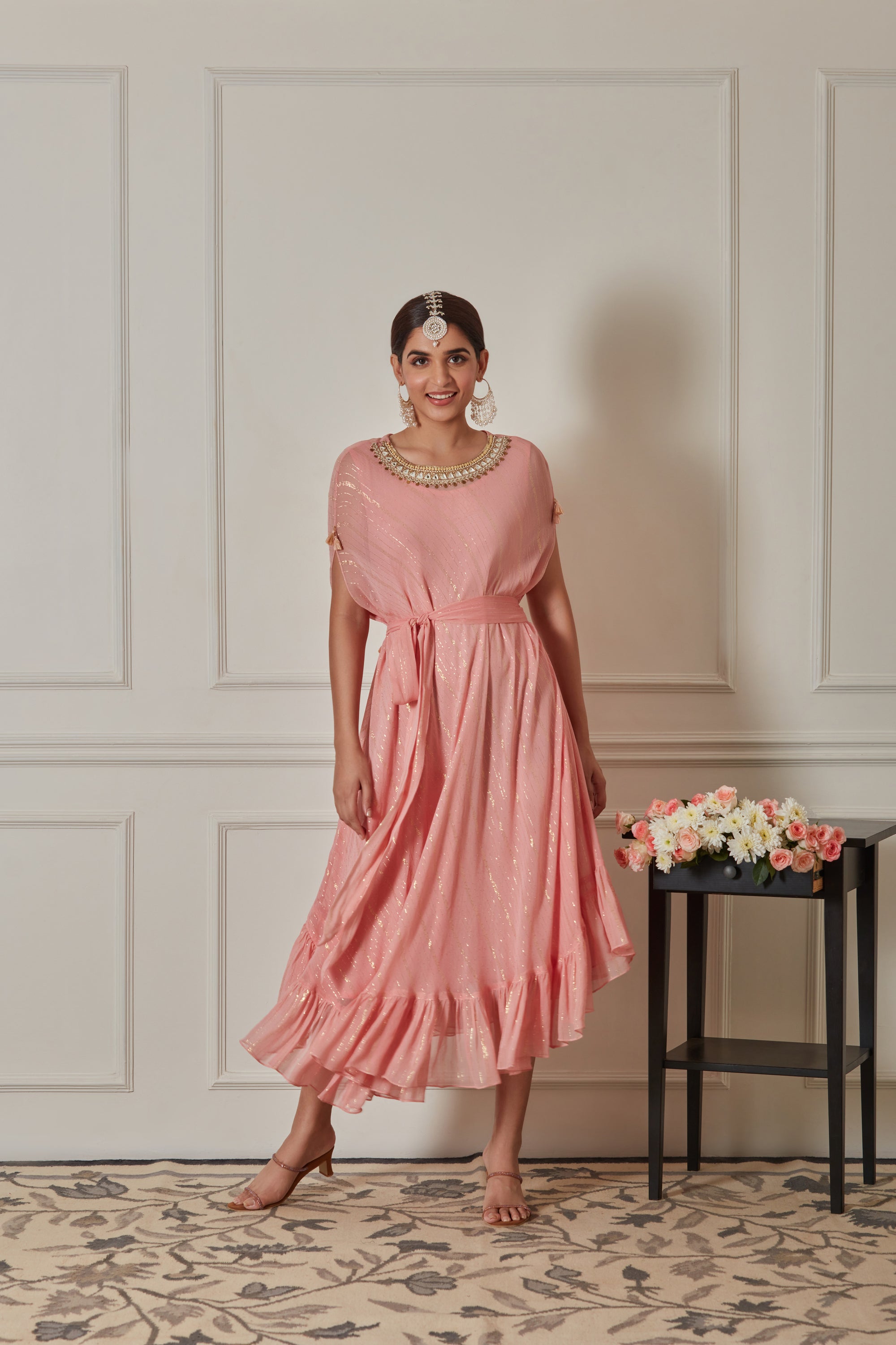 PEACH NAOMI PONCHO DRESS