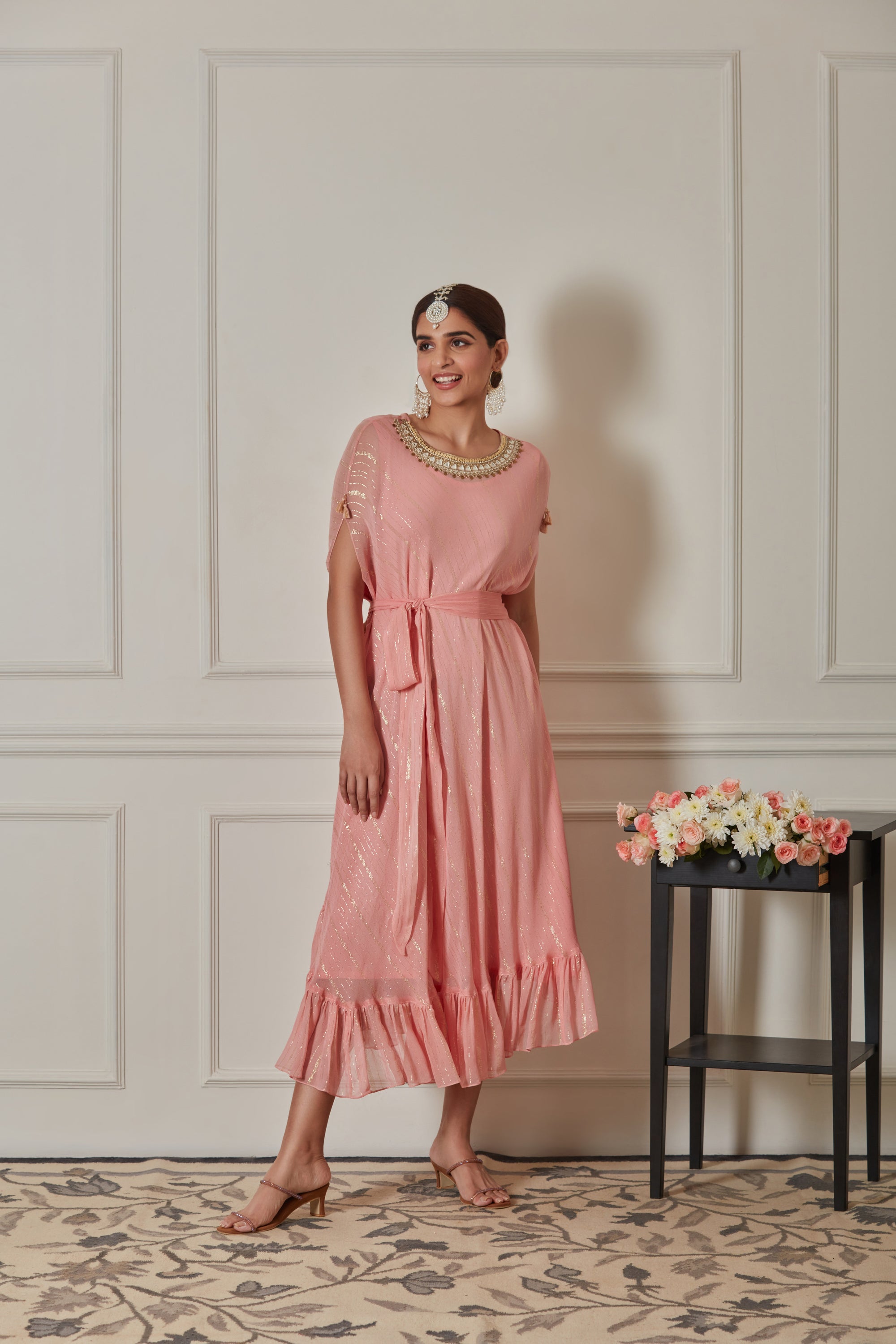 PEACH NAOMI PONCHO DRESS