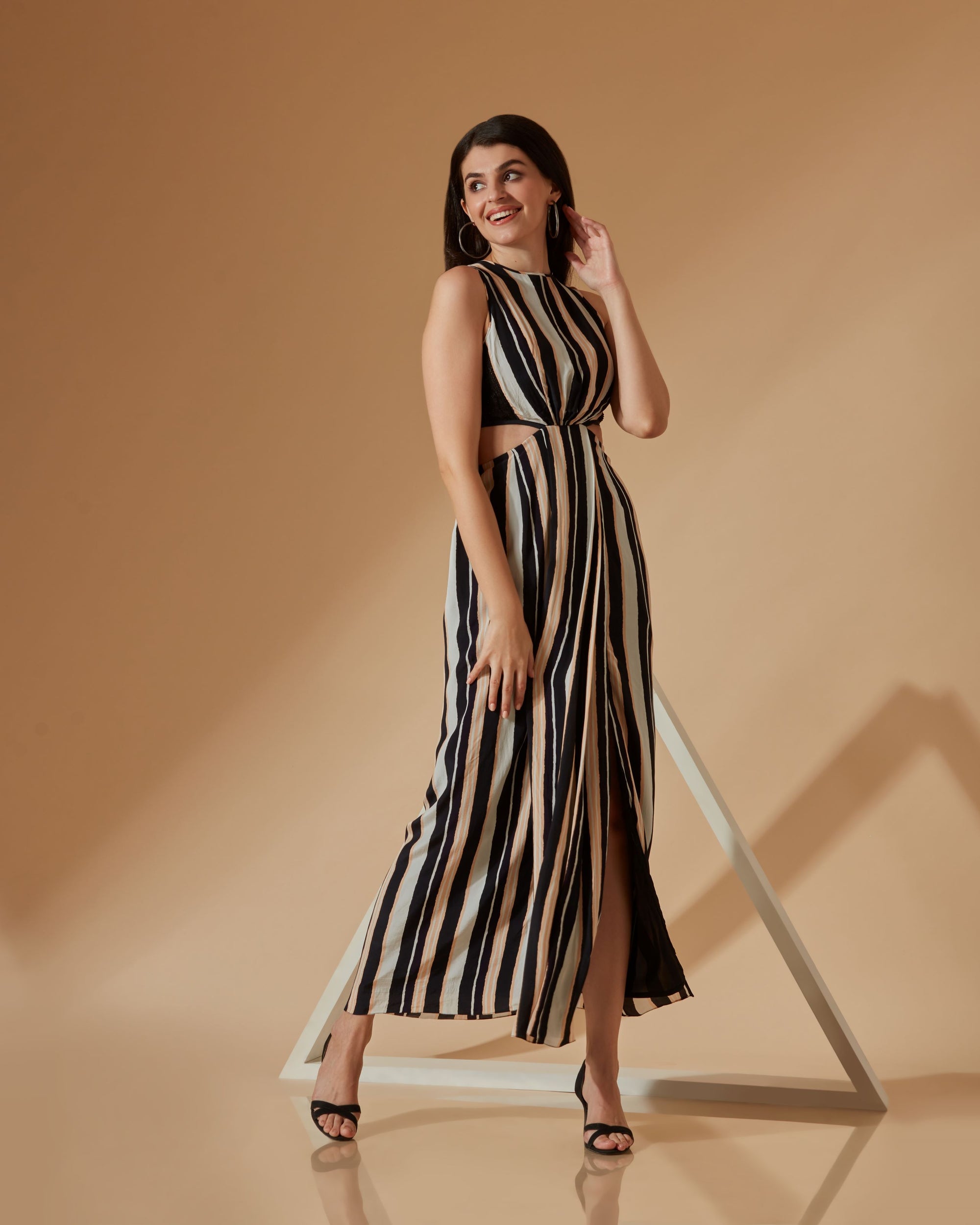 XENIA STRIPED LONG DRESS