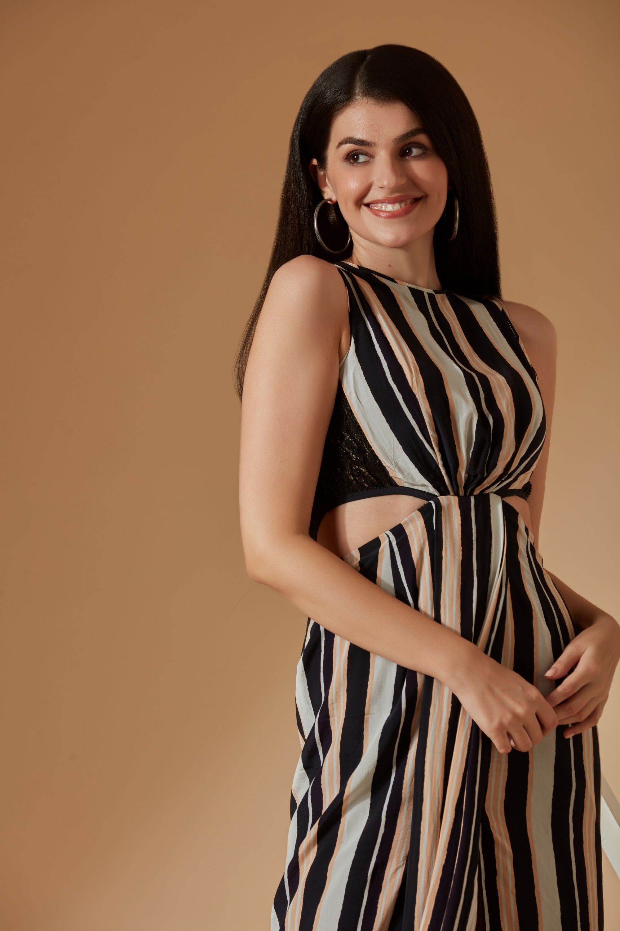 XENIA STRIPED LONG DRESS