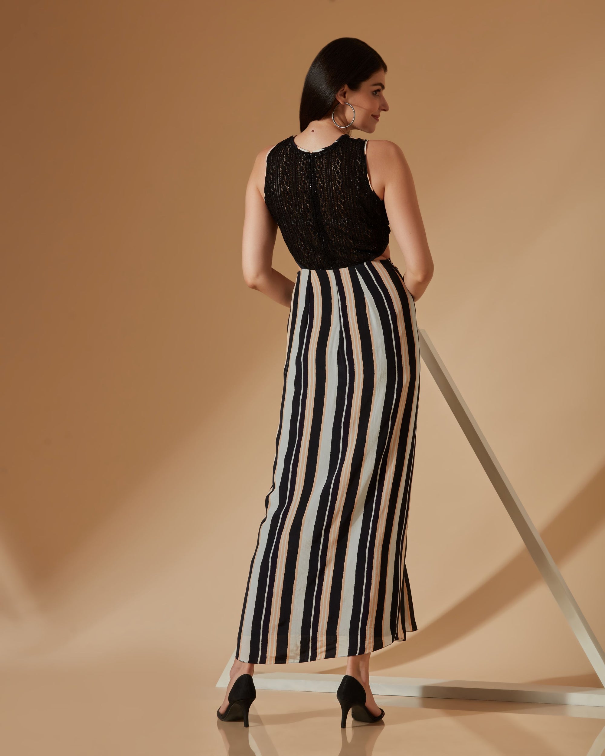 XENIA STRIPED LONG DRESS