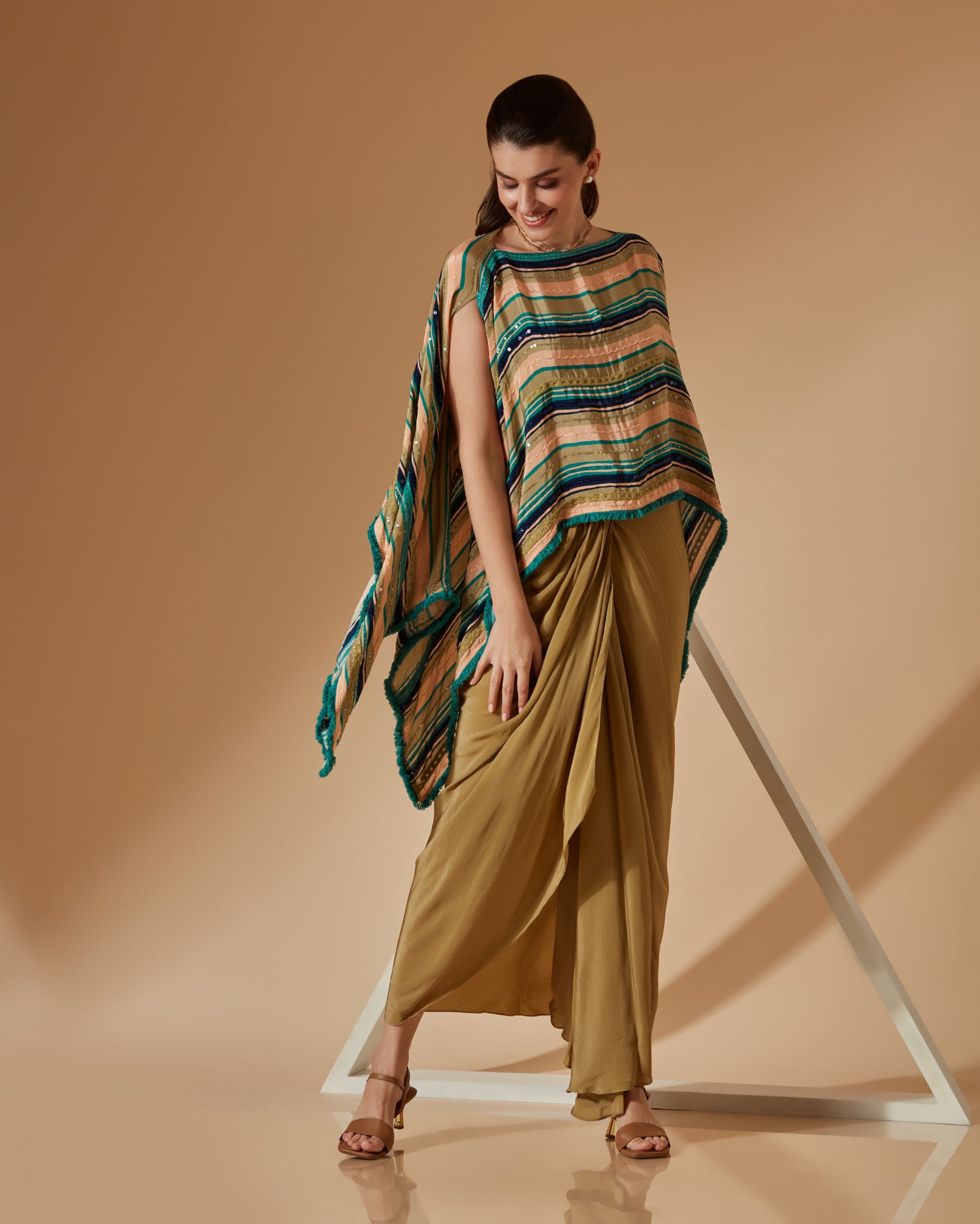 SAGE SHORT KAFTAN TOP WITH DRAPED SKIRT
