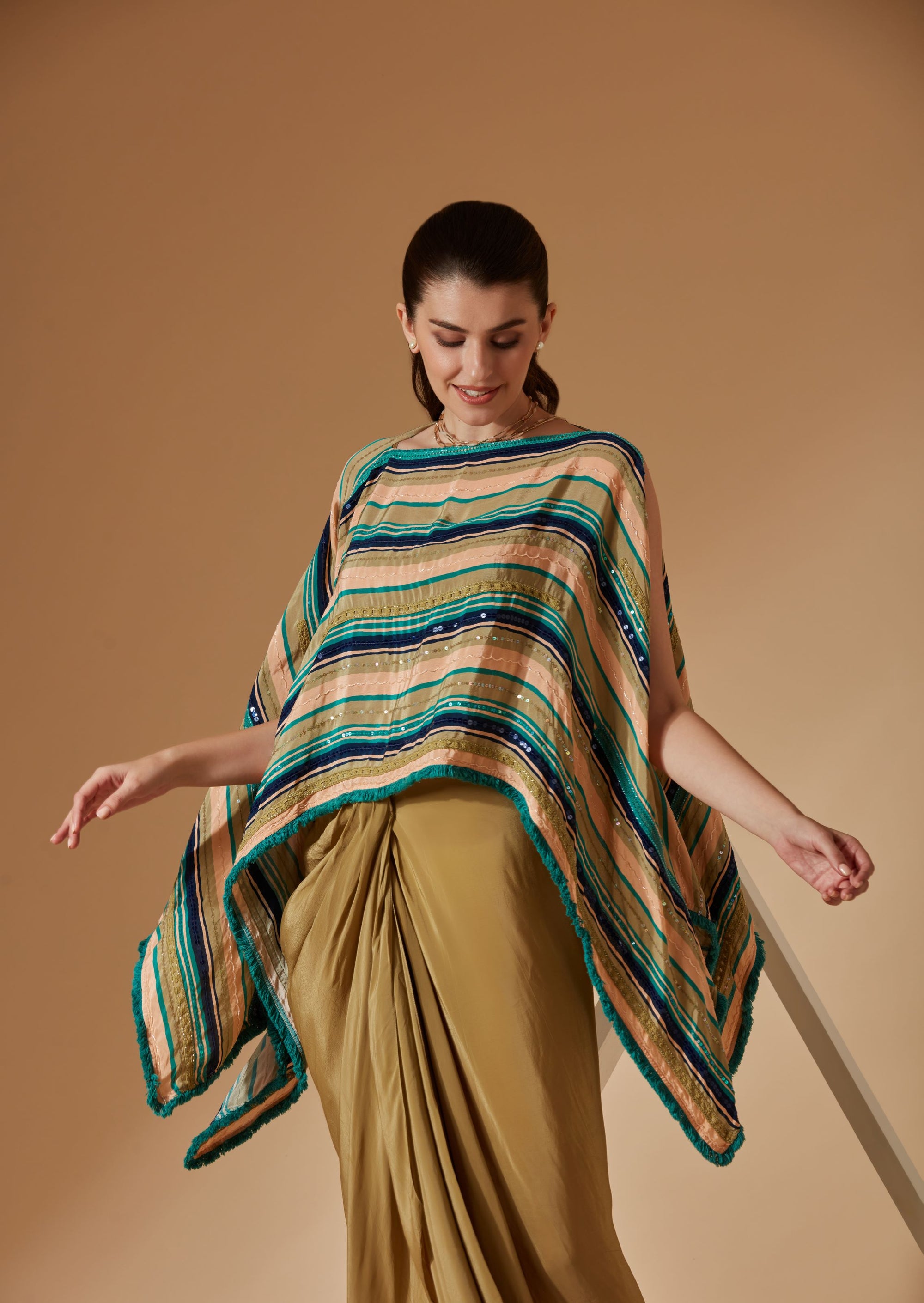 SAGE SHORT KAFTAN TOP WITH DRAPED SKIRT
