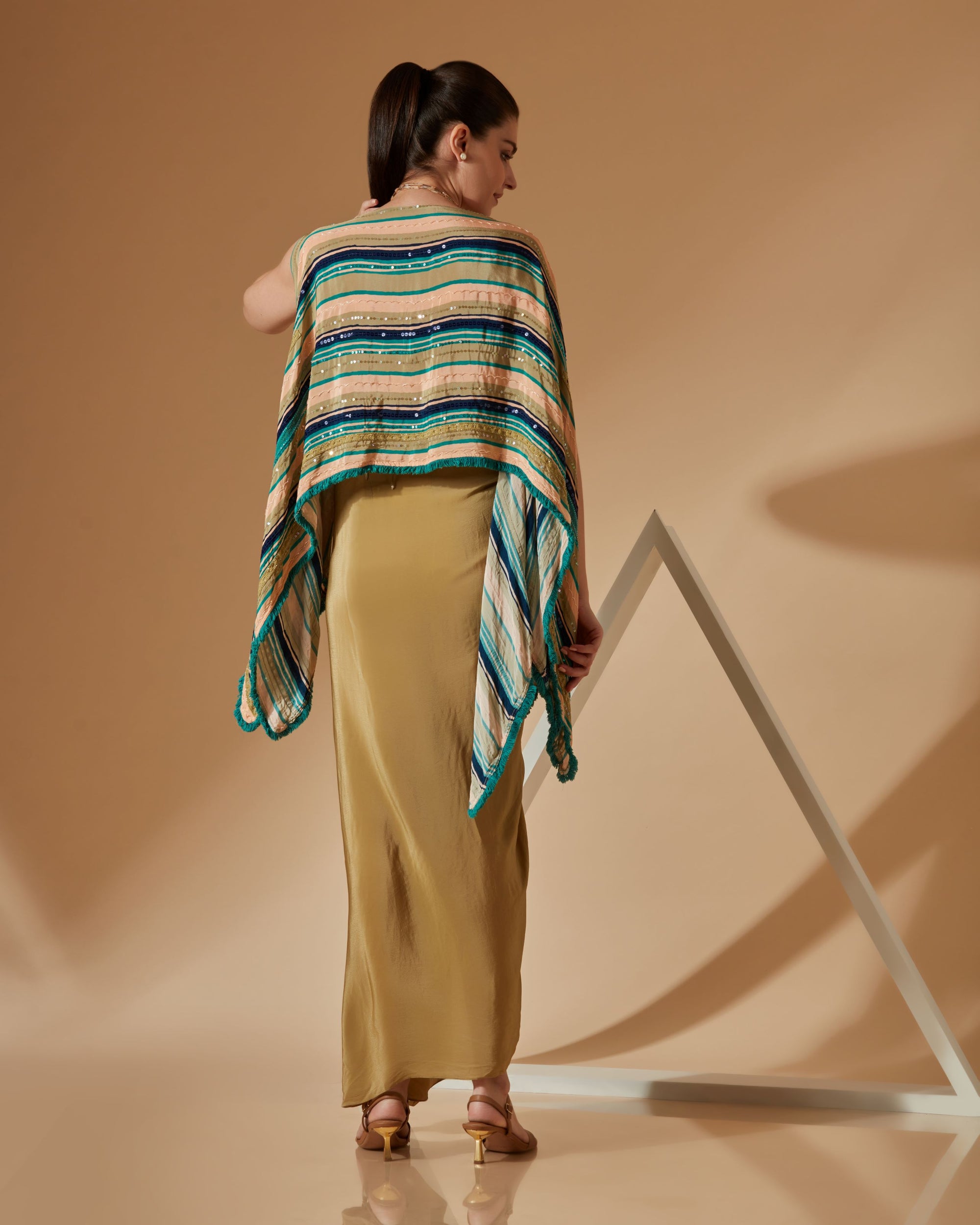SAGE SHORT KAFTAN TOP WITH DRAPED SKIRT