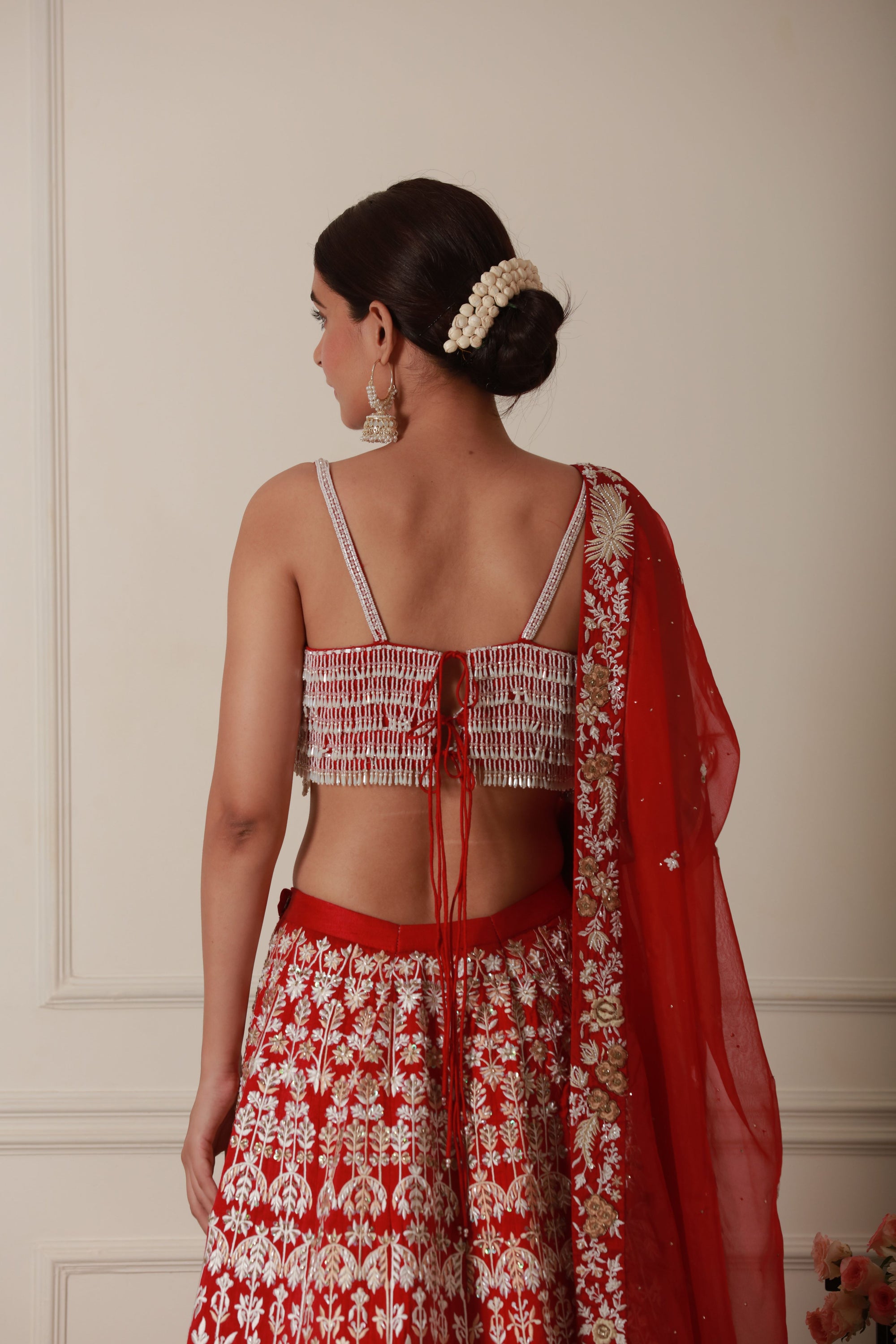 embroidery red lehenga for festive season
