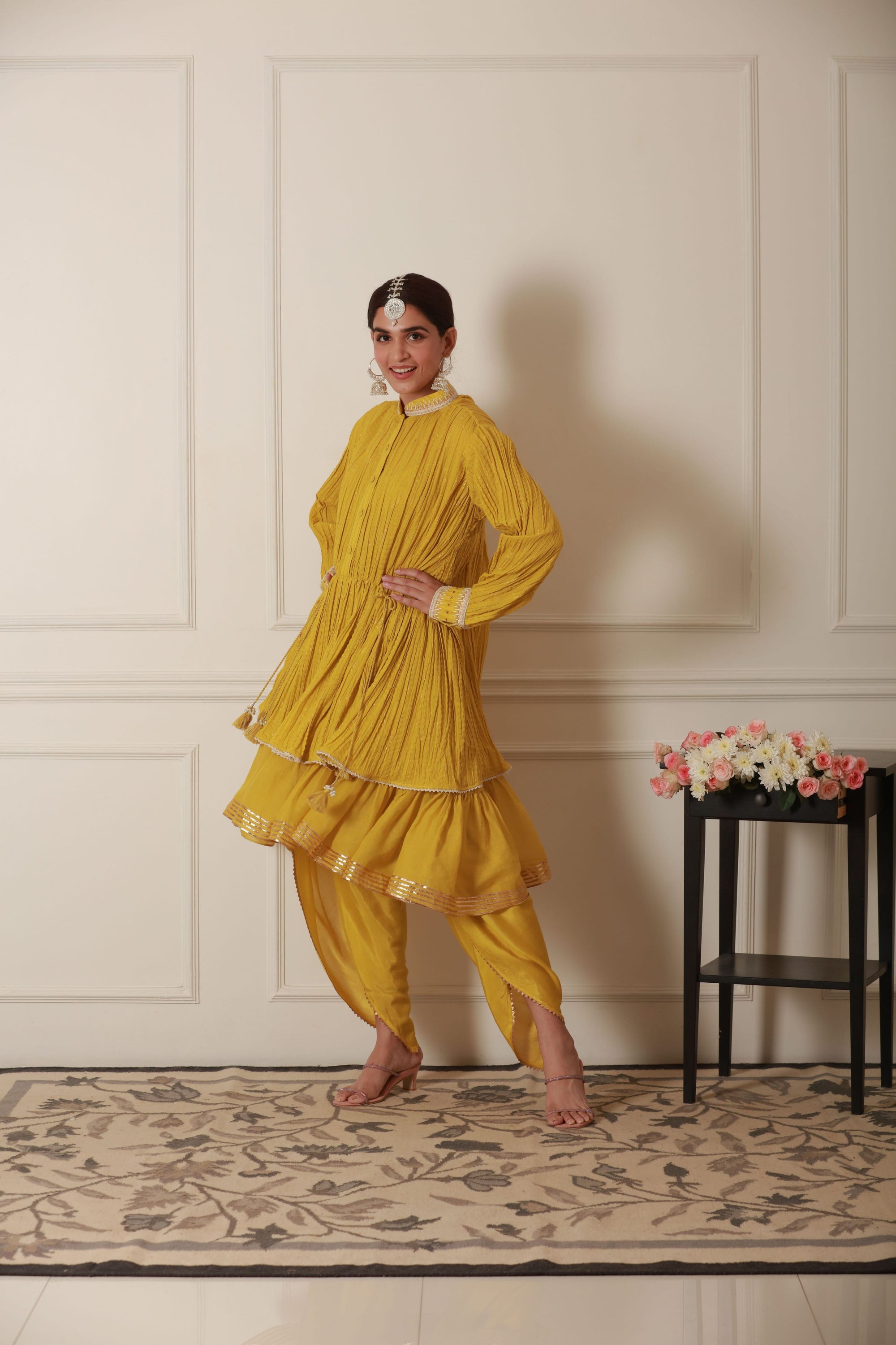 mustard Kurta With Dhoti Pant for small ocassions