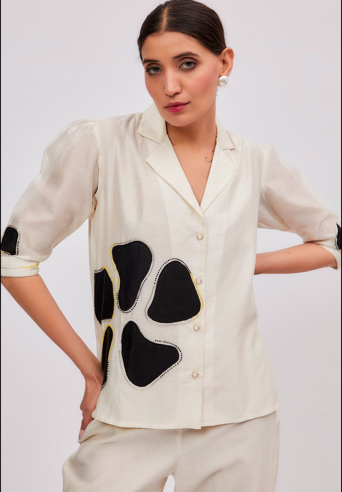 Ivory Pure Chanderi Embroidered Co-Ord Set