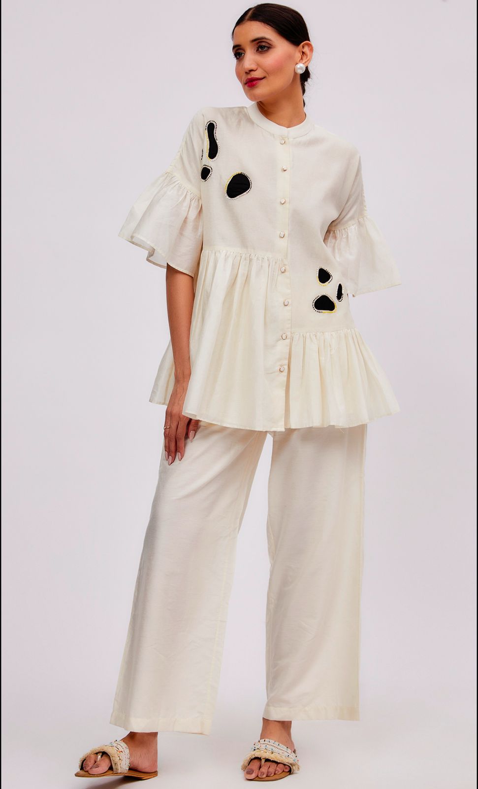Ivory Pure Chanderi Embroidered Co-Ord Set