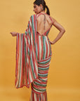 Stripe pre-drape saree for festivce season