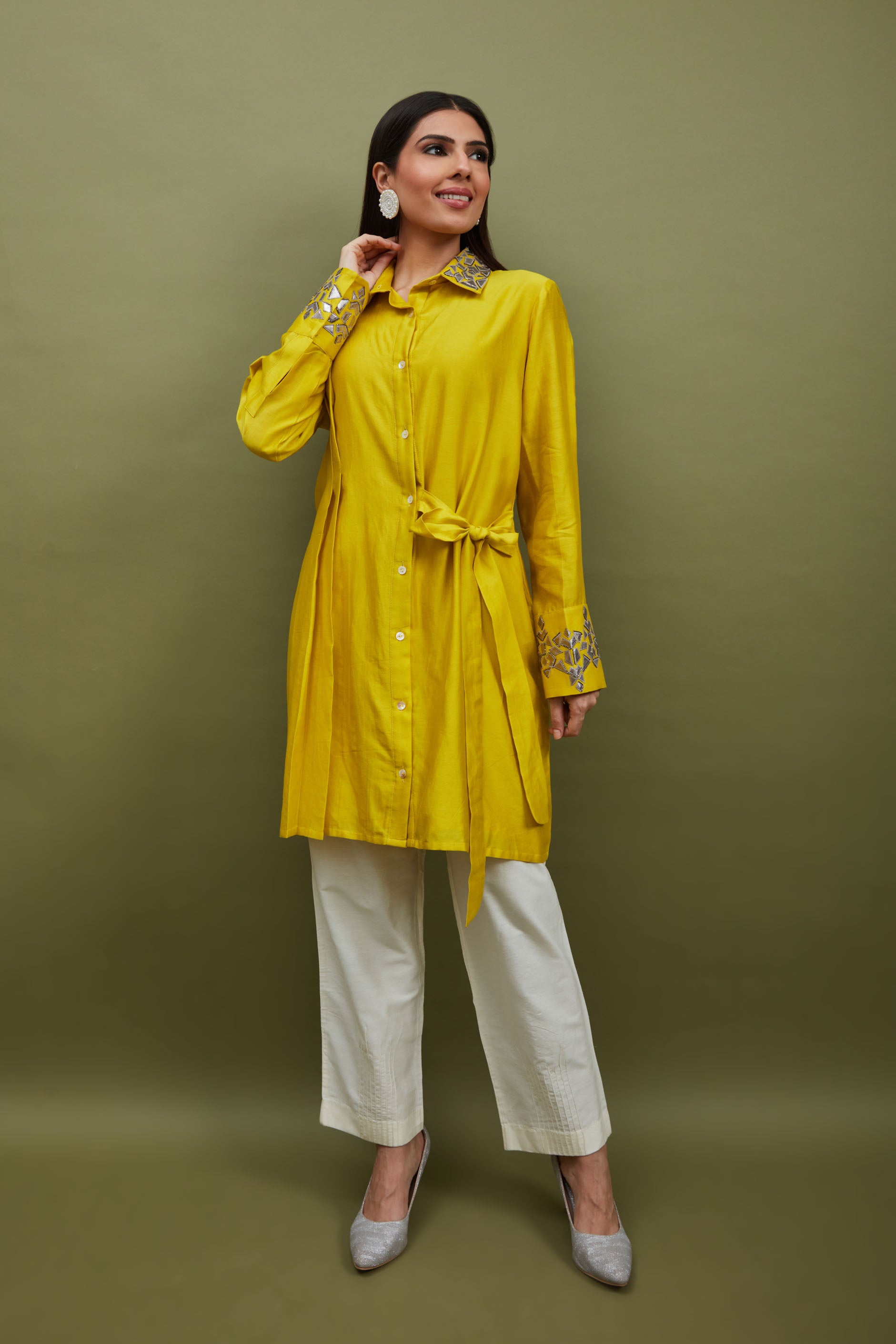 PLEATED SHIRT WITH SLIM PANT