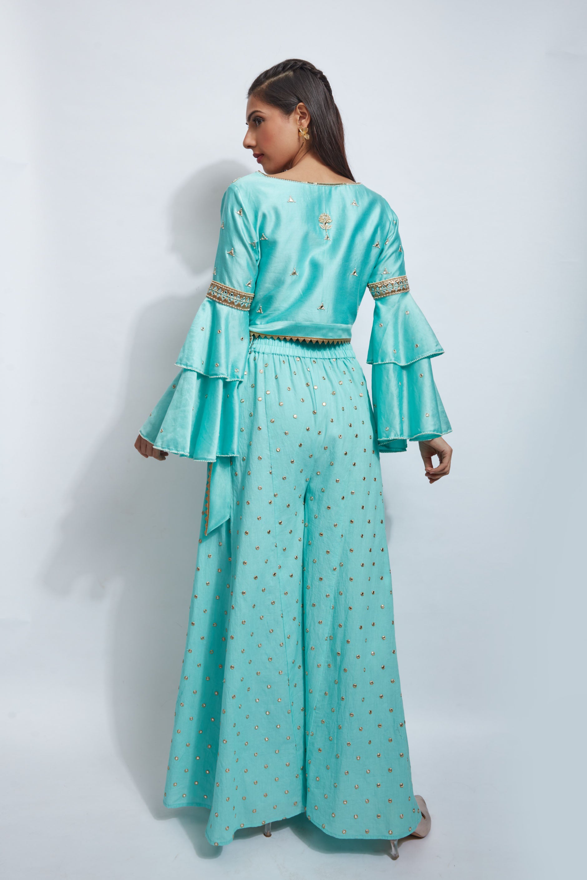 BLUE CHANDERI PALAZZO PANT