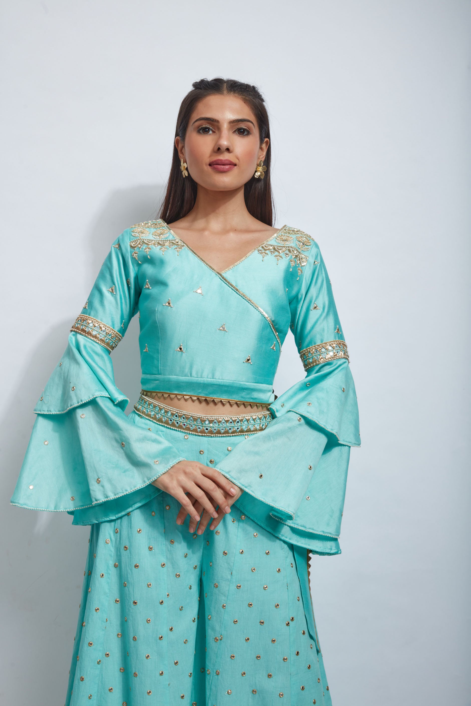 BLUE CHANDERI PALAZZO PANT