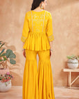 BRIGHT YELLOW SHARARA SET