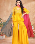 BRIGHT YELLOW SHARARA SET