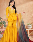 BRIGHT YELLOW SHARARA SET