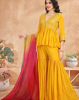 BRIGHT YELLOW SHARARA SET