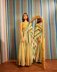 LOIS -  BLUE AND GREEN STRIPED SHARARA SET