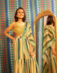 LOIS -  BLUE AND GREEN STRIPED SHARARA SET