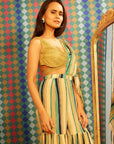 LOIS -  BLUE AND GREEN STRIPED SHARARA SET