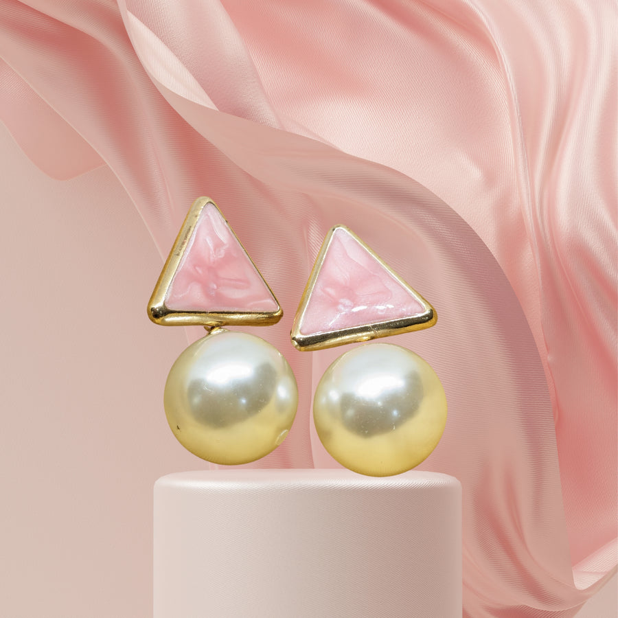 Elegant Triangle Pearl Drop Earrings