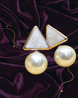 Elegant Triangle Pearl Drop Earrings