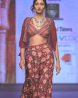 Reena Wine Short Hand Embroidered Cape With Sharara