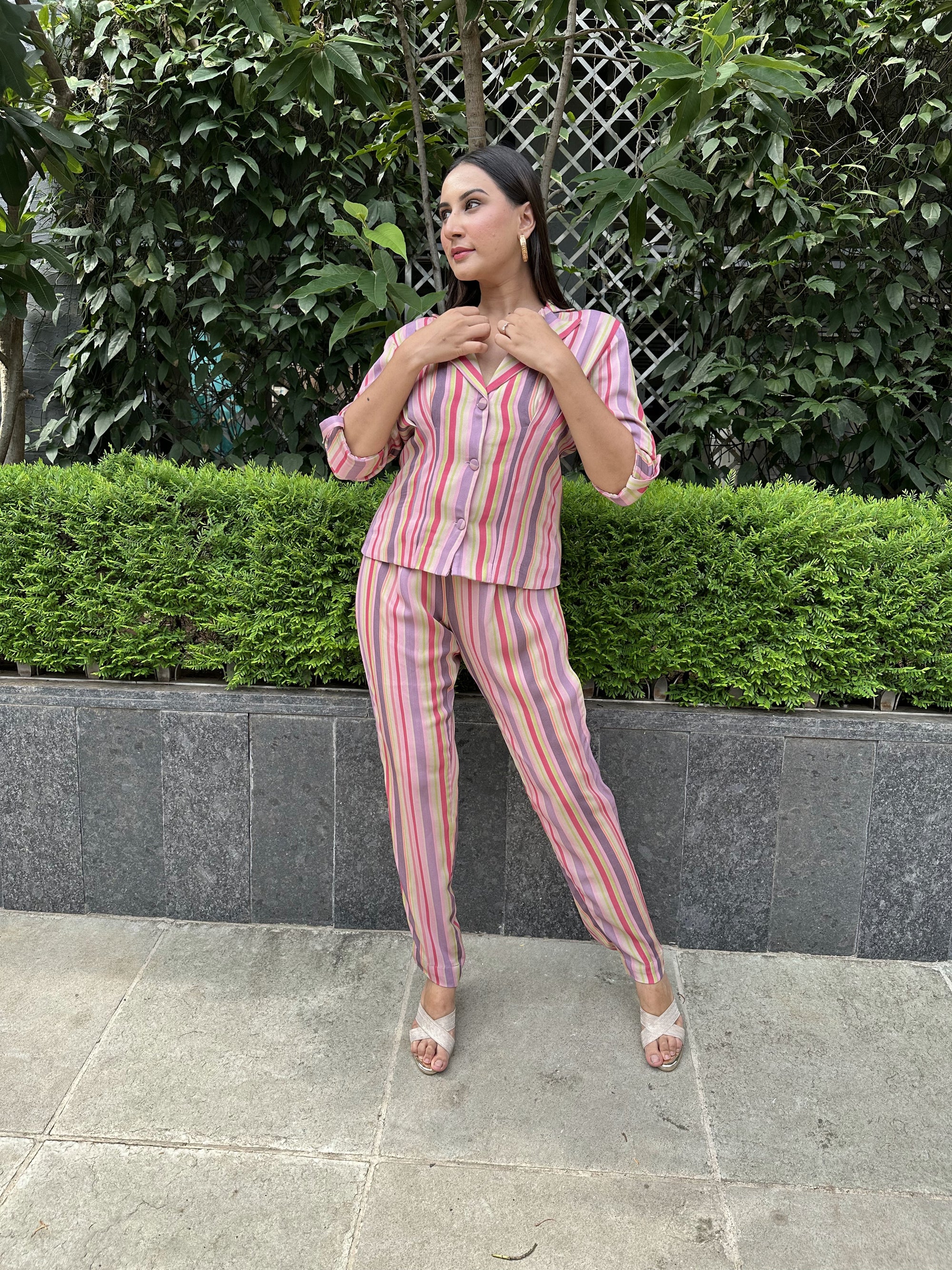 multicolor pant suit