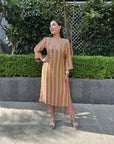 Mustard Yellow Fedora 2 Stripe Kurta Set