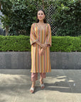 Mustard Yellow Fedora 2 Stripe Kurta Set