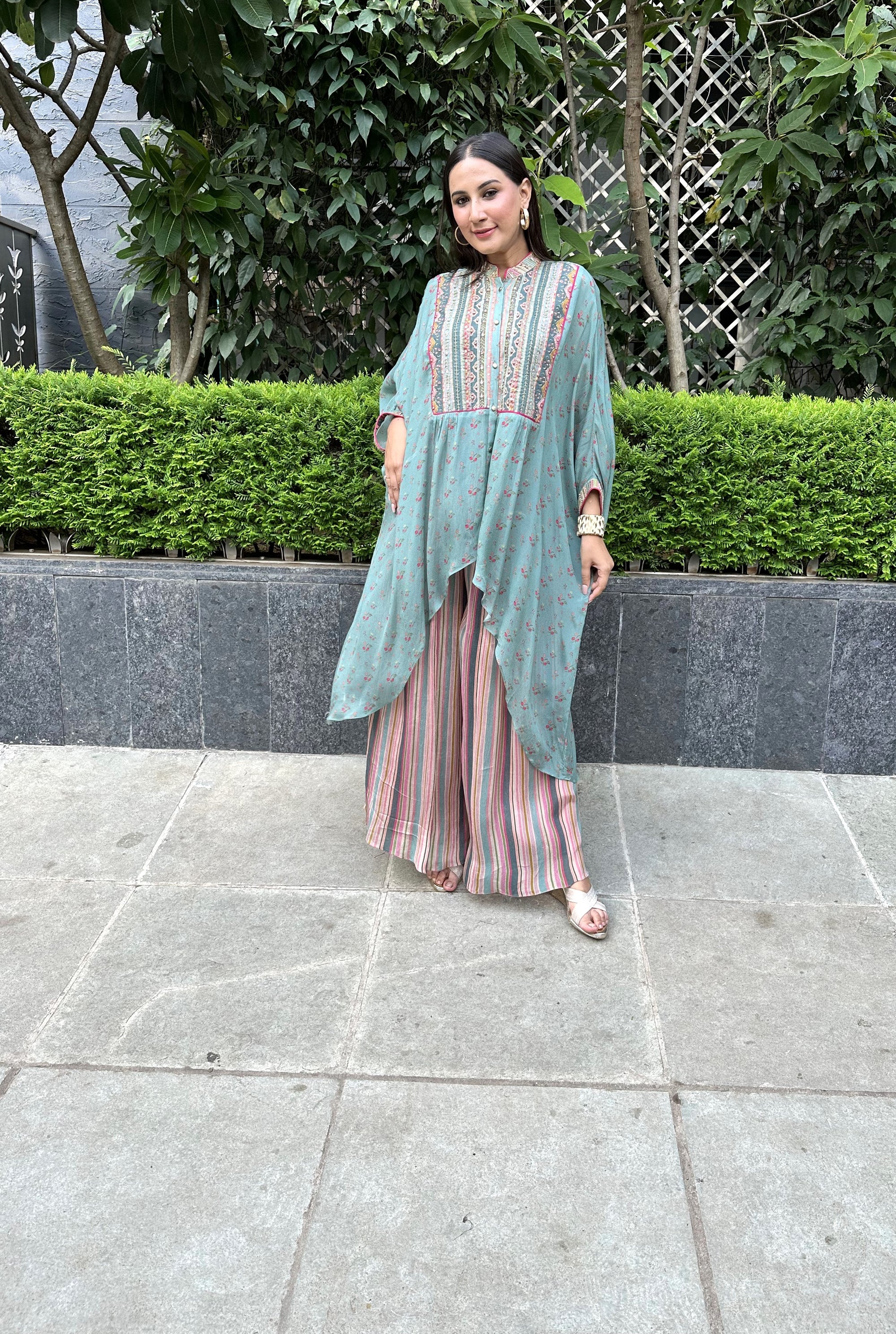 SEA GREEN ZOYA KAFTAN PALAZZO SET