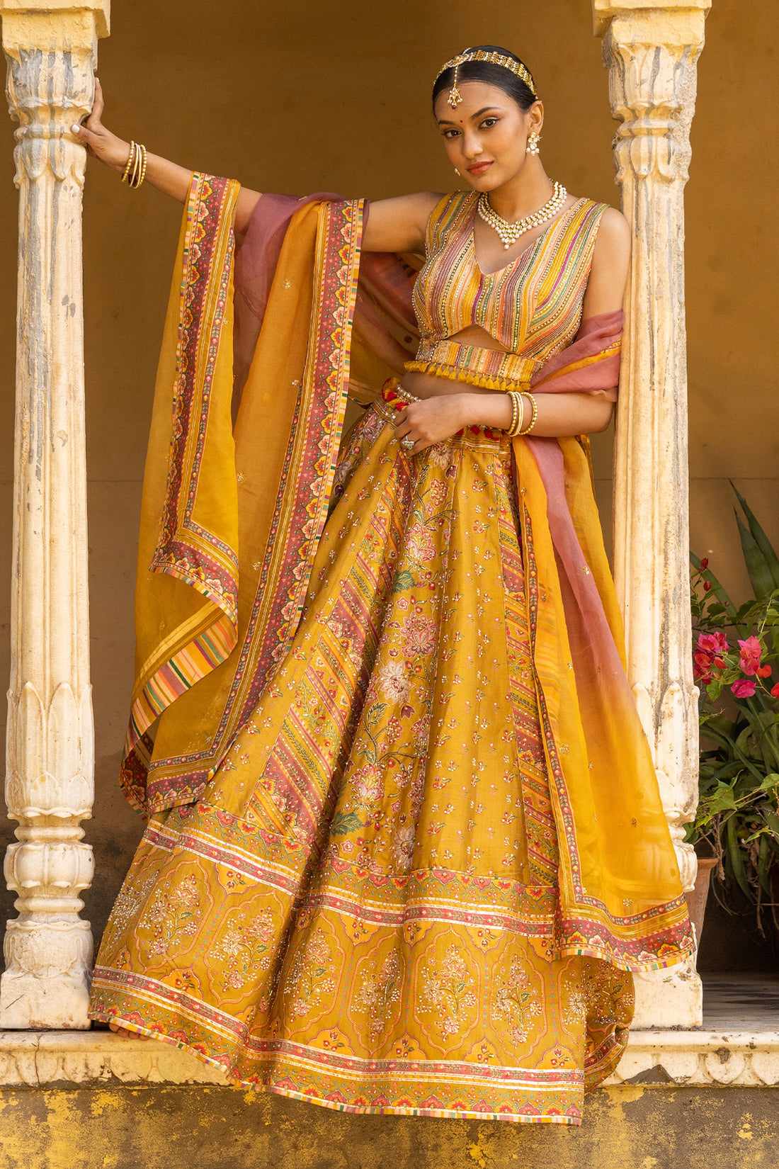 mustard lehenga set