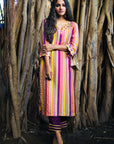 Wine Fedora 2 Stripe Kurta Set