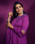 Purple kurta set with dupatta