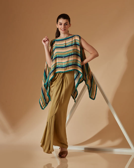 SAGE SHORT KAFTAN TOP WITH DRAPED SKIRT