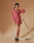 AMBROSE pink printed wrap dress
