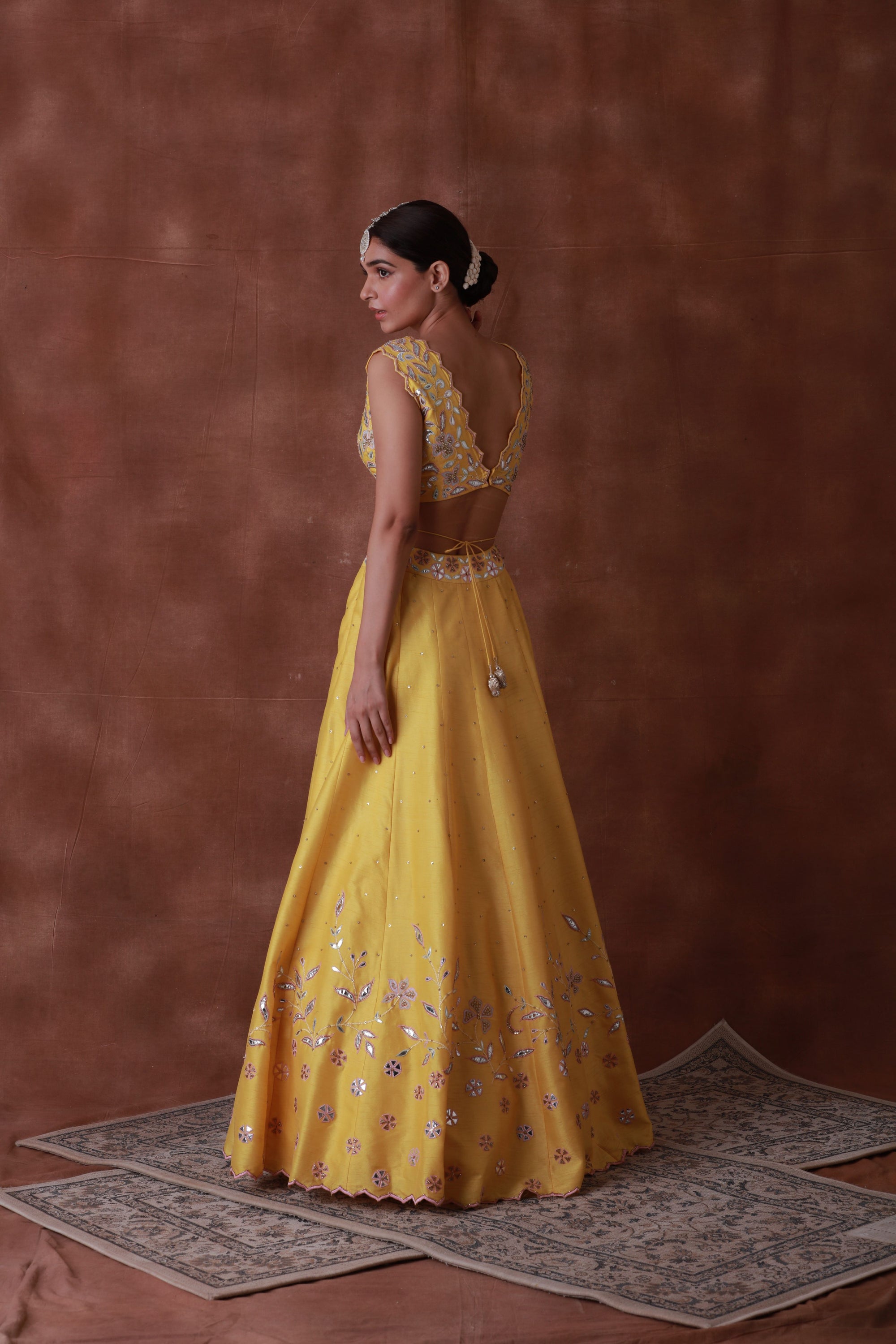 pure raw silk yellow lehenga for festive season