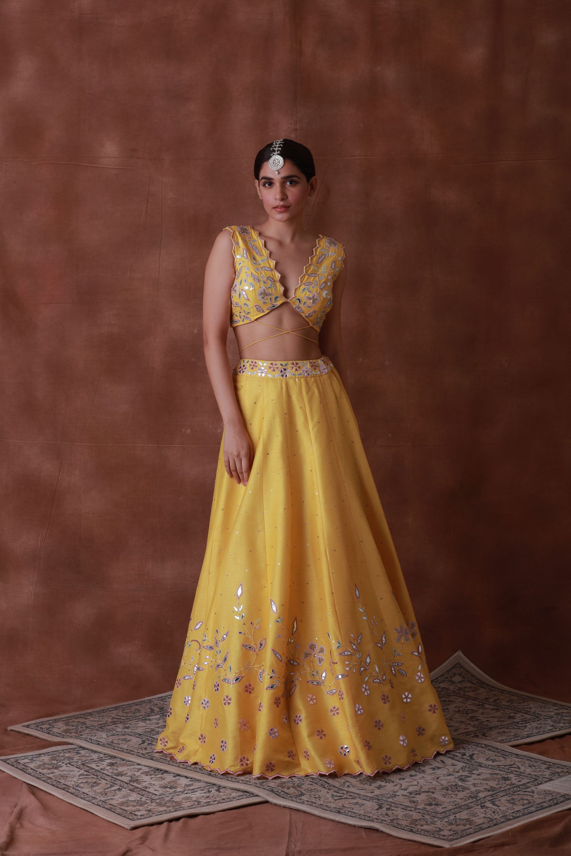 pure raw silk yellow lehenga for festive season