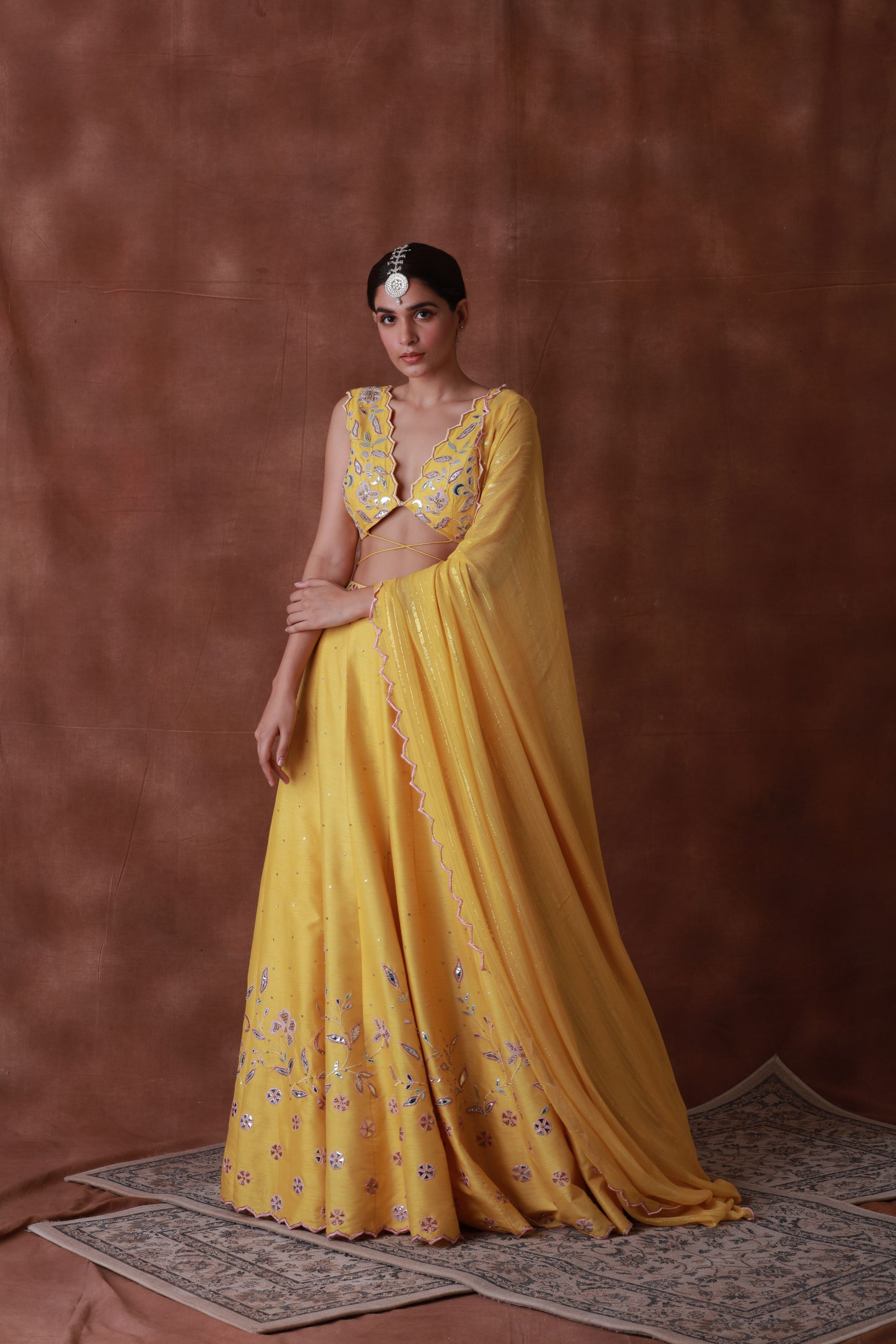 pure raw silk yellow lehenga for festive season