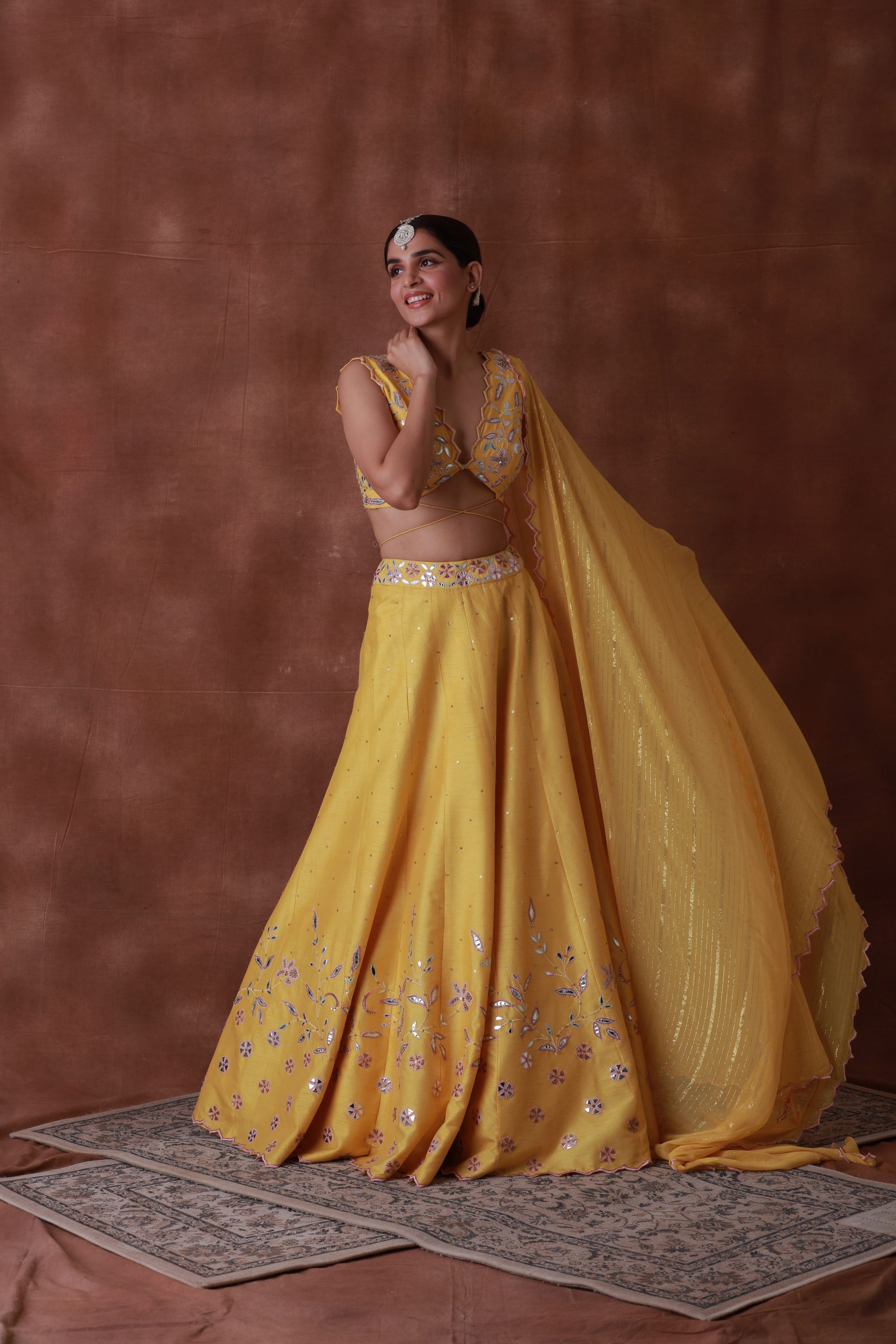 pure raw silk yellow lehenga for festive season