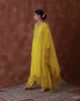 Yellow semi ethenic Kurta Pant Set