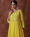 Yellow semi ethenic Kurta Pant Set